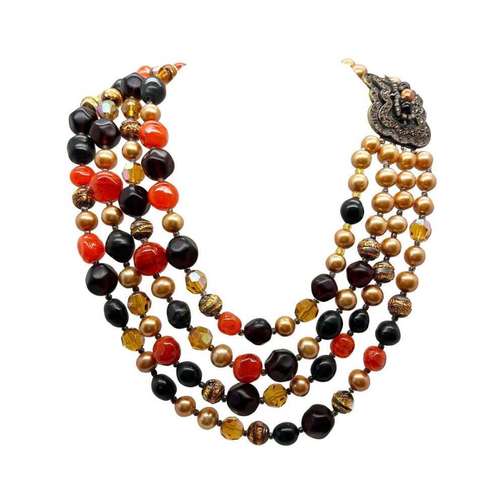 Vintage Orange Beaded Necklace