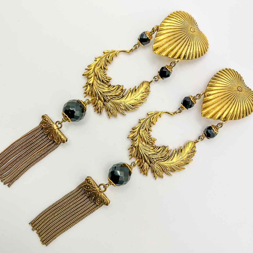 Vintage Heart Statement Earrings