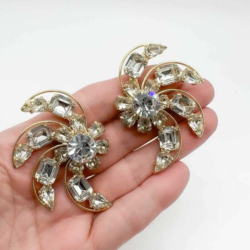 Vintage Crystal Swirl Earrings