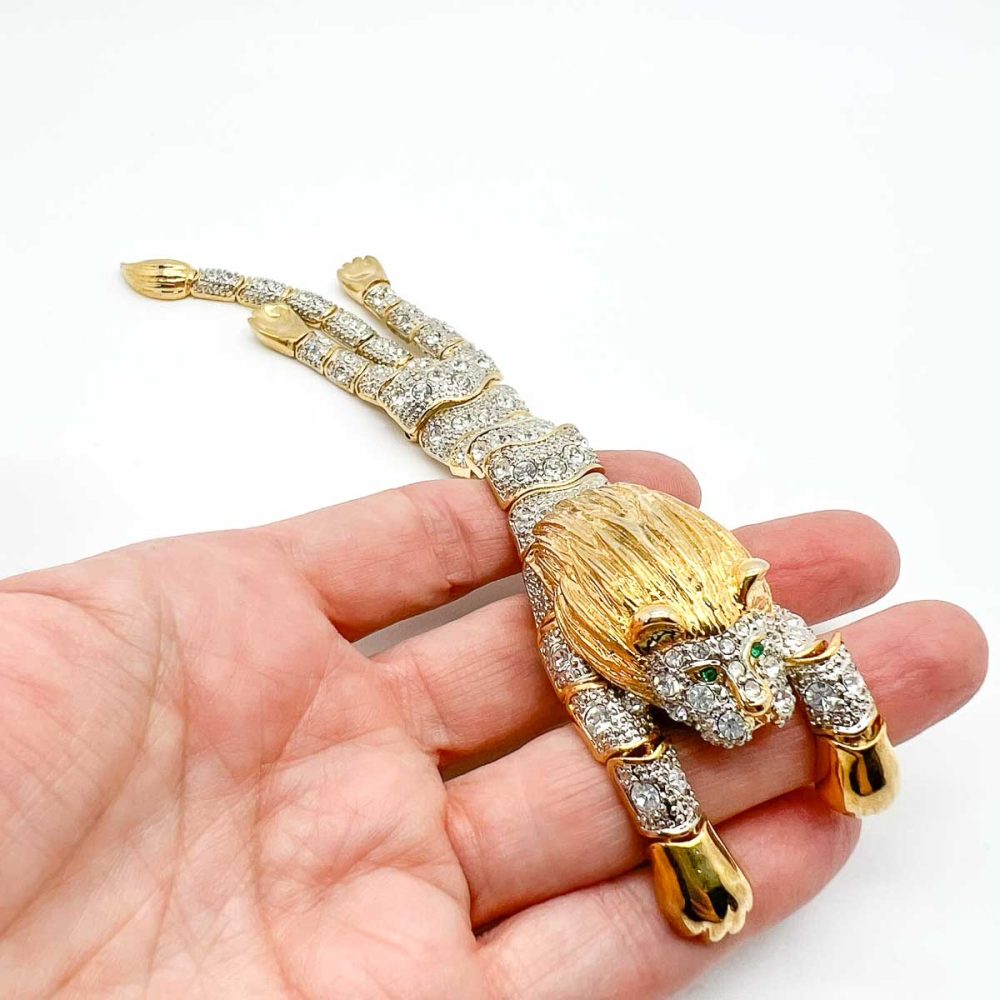 Vintage Statement Reclining Lion Brooch