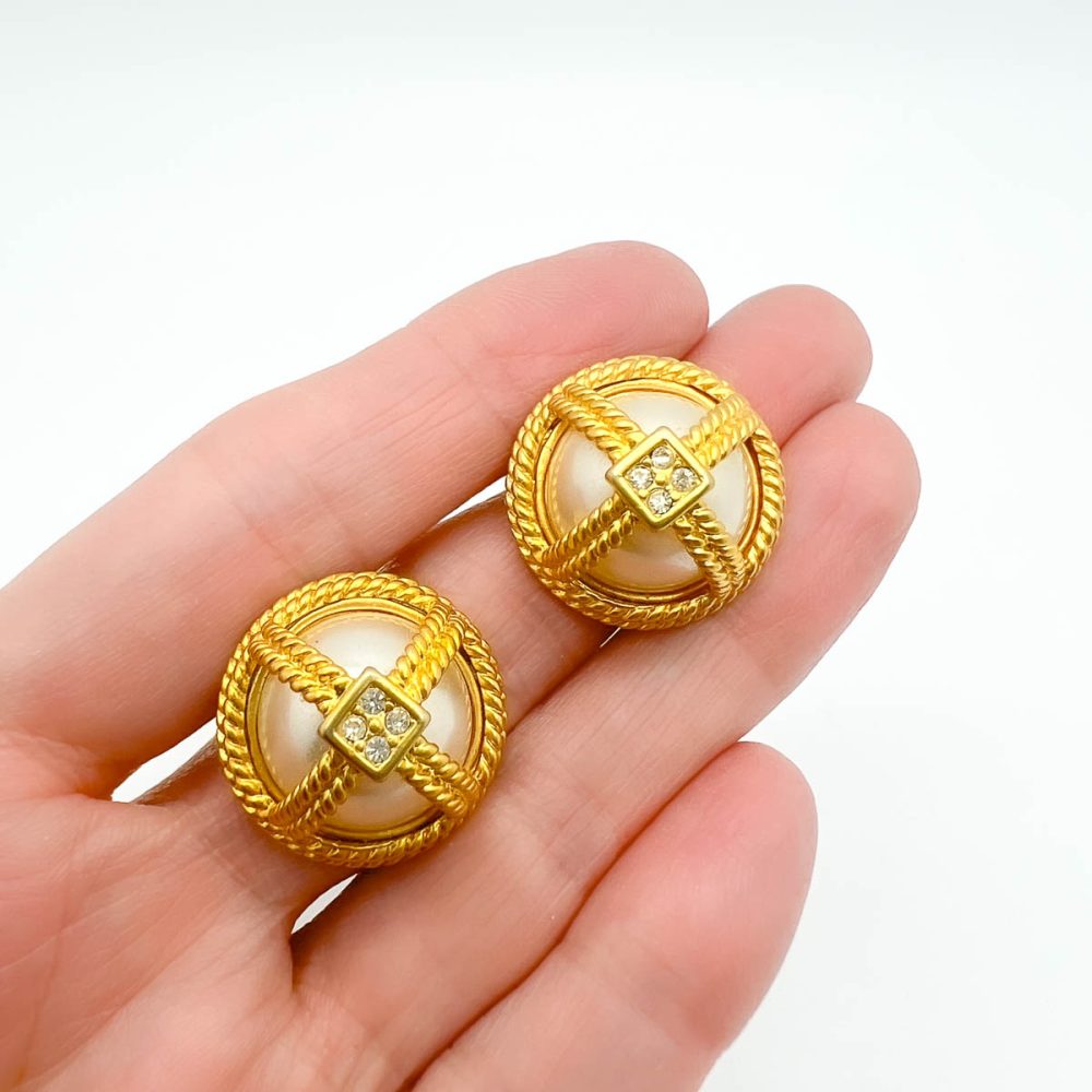 Vintage Pearl Dome Earrings