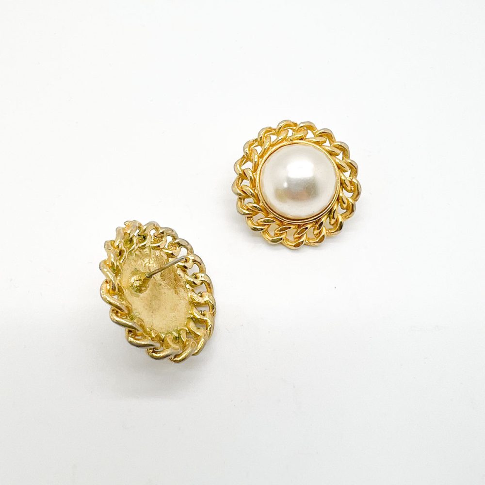 Vintage Pearl Chain-link Earrings