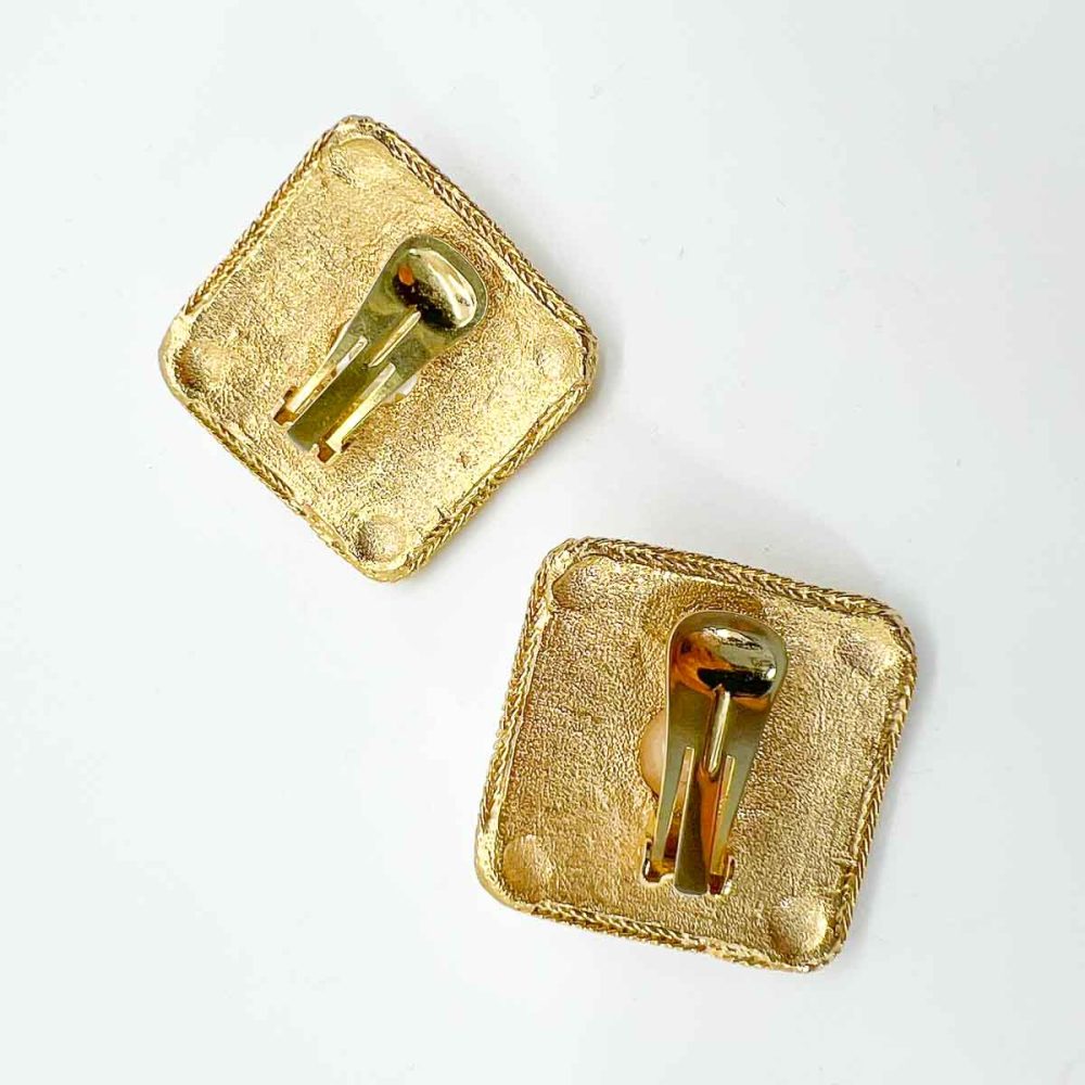 Vintage Etruscan Pearl Earrings