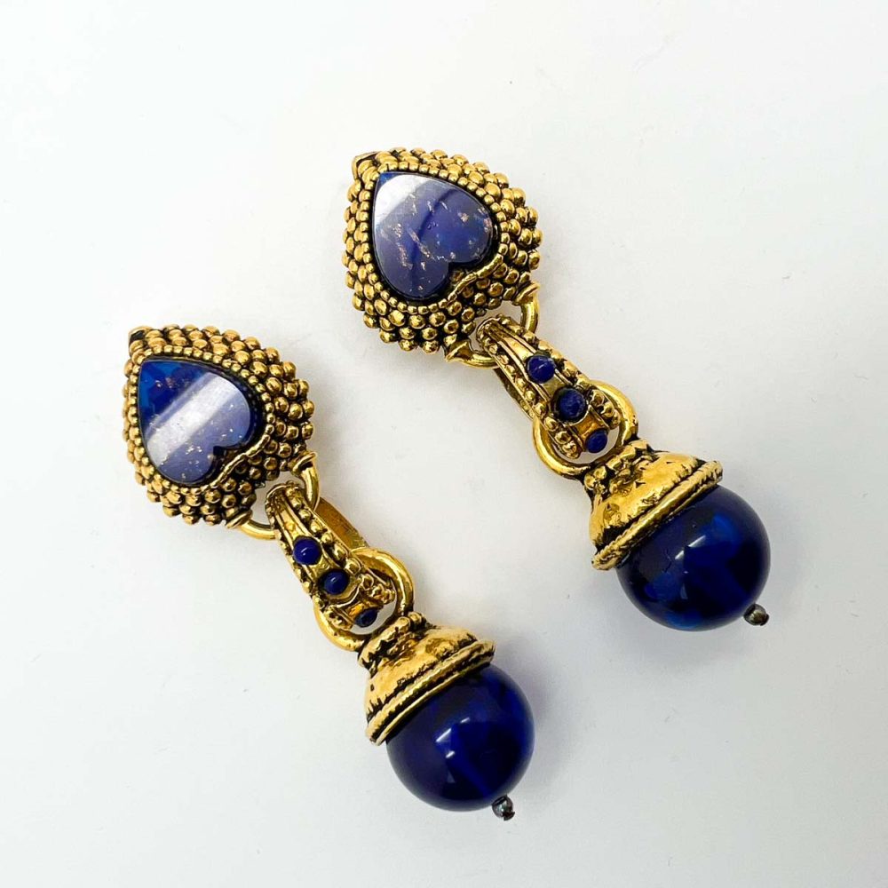 Vintage Zoe Coste Lapis Earrings