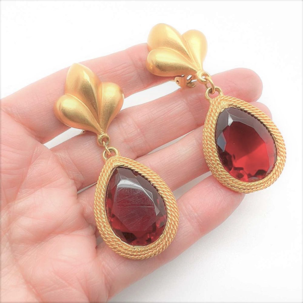 Vintage Maxine Denker Ruby Earrings