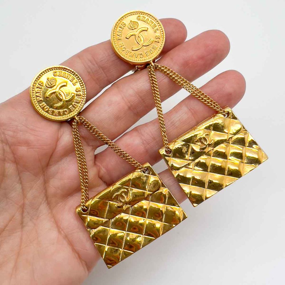 Vintage Chanel 2.55 Handbag Earrings
