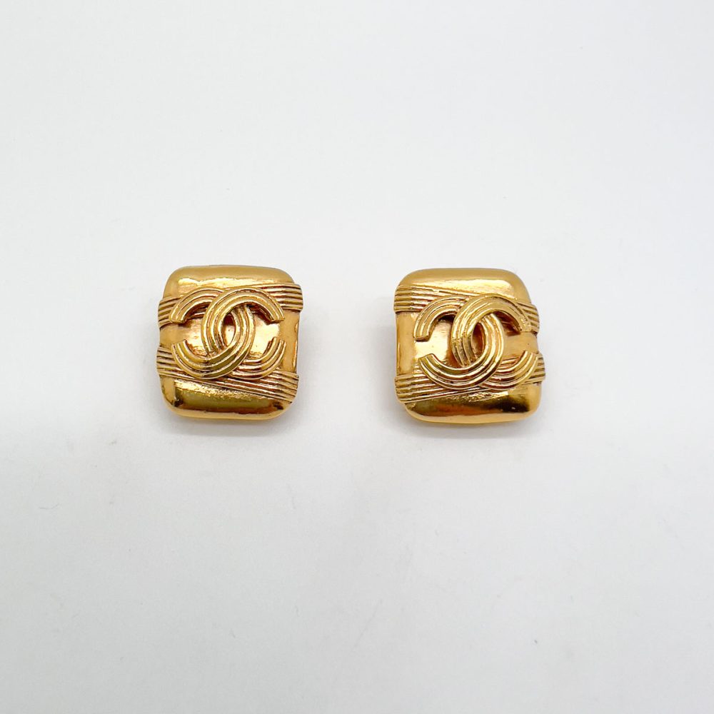 Vintage Chanel Square Logo Earrings