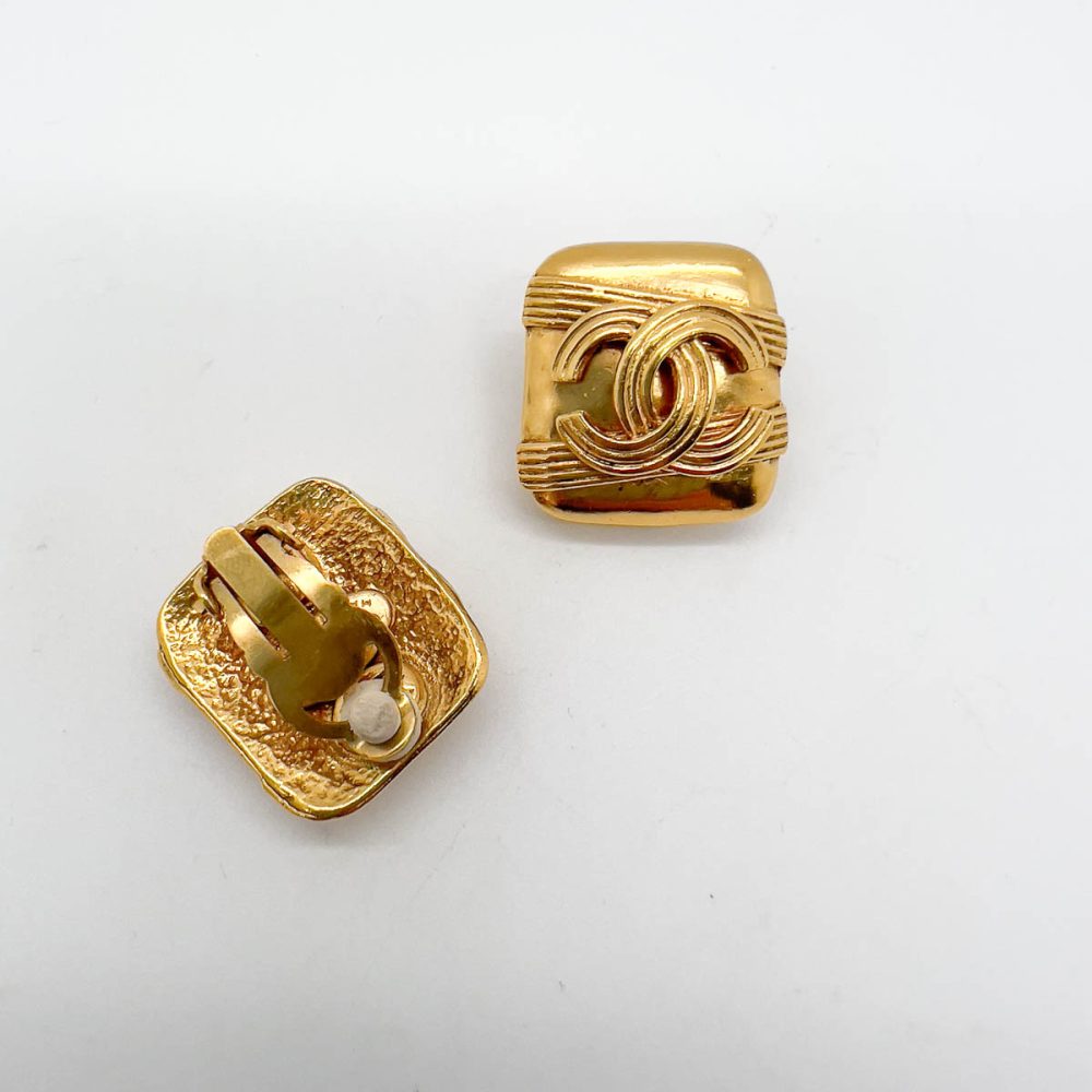 Vintage Chanel Square Logo Earrings