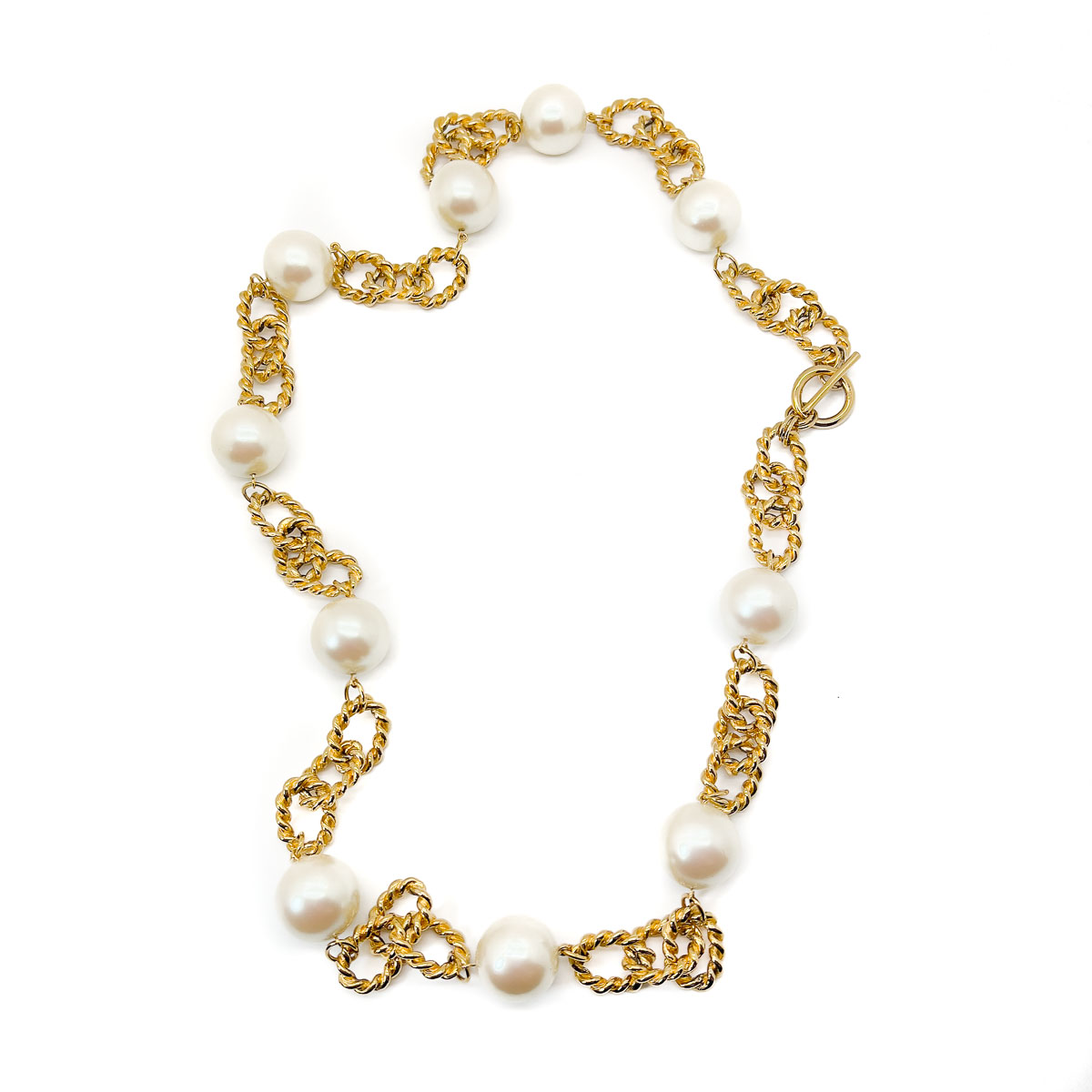 Jennifer Gibson Jewellery 1691 (2) Vintage Oversize Pearl Chain Necklace
