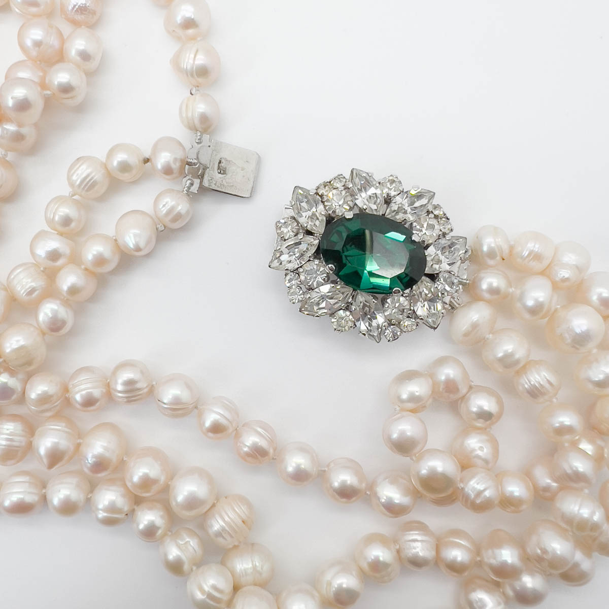 Jennifer Gibson Jewellery 1693 (12) Vintage Emerald Paste Pearl Necklace