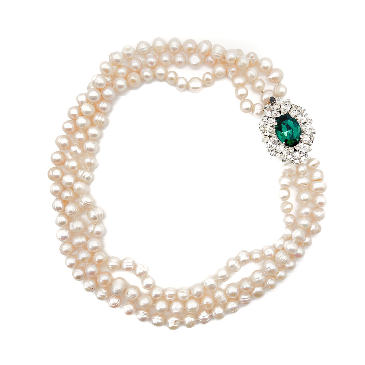 Jennifer Gibson Jewellery 1693 (8) Vintage Emerald Paste Pearl Necklace
