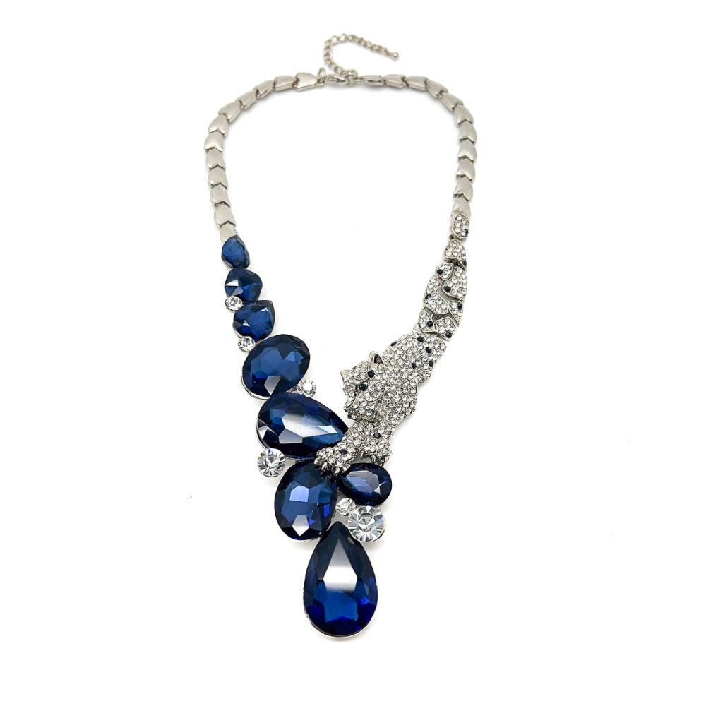 Panther Sapphire Crystal Necklace