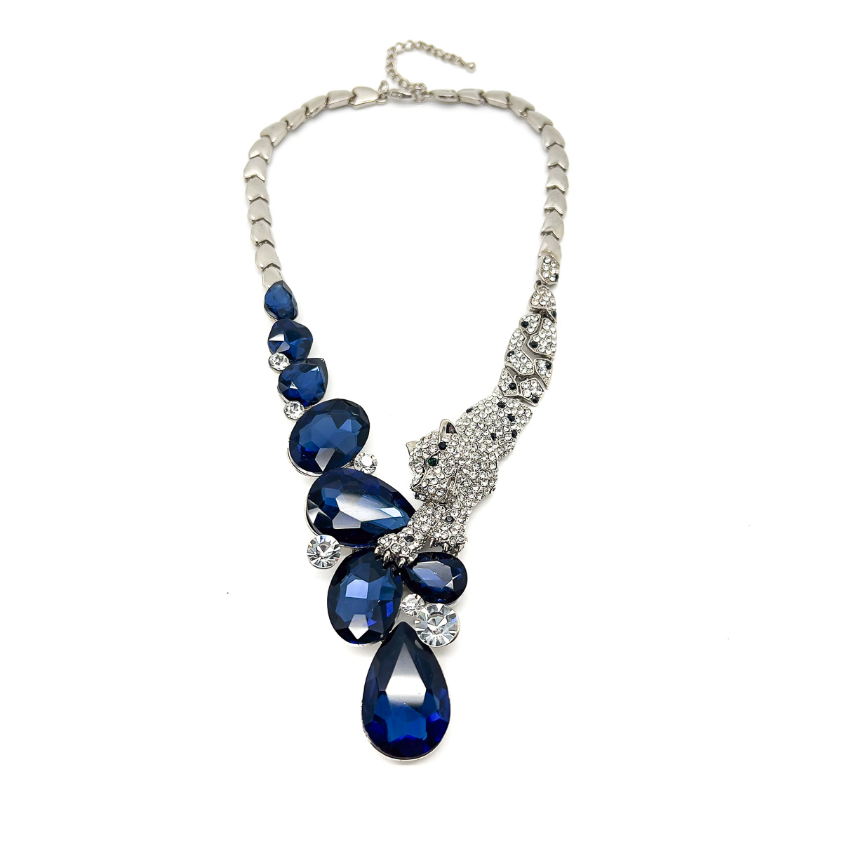 Jennifer Gibson Jewellery 1695 (1) Panther Sapphire Crystal Necklace