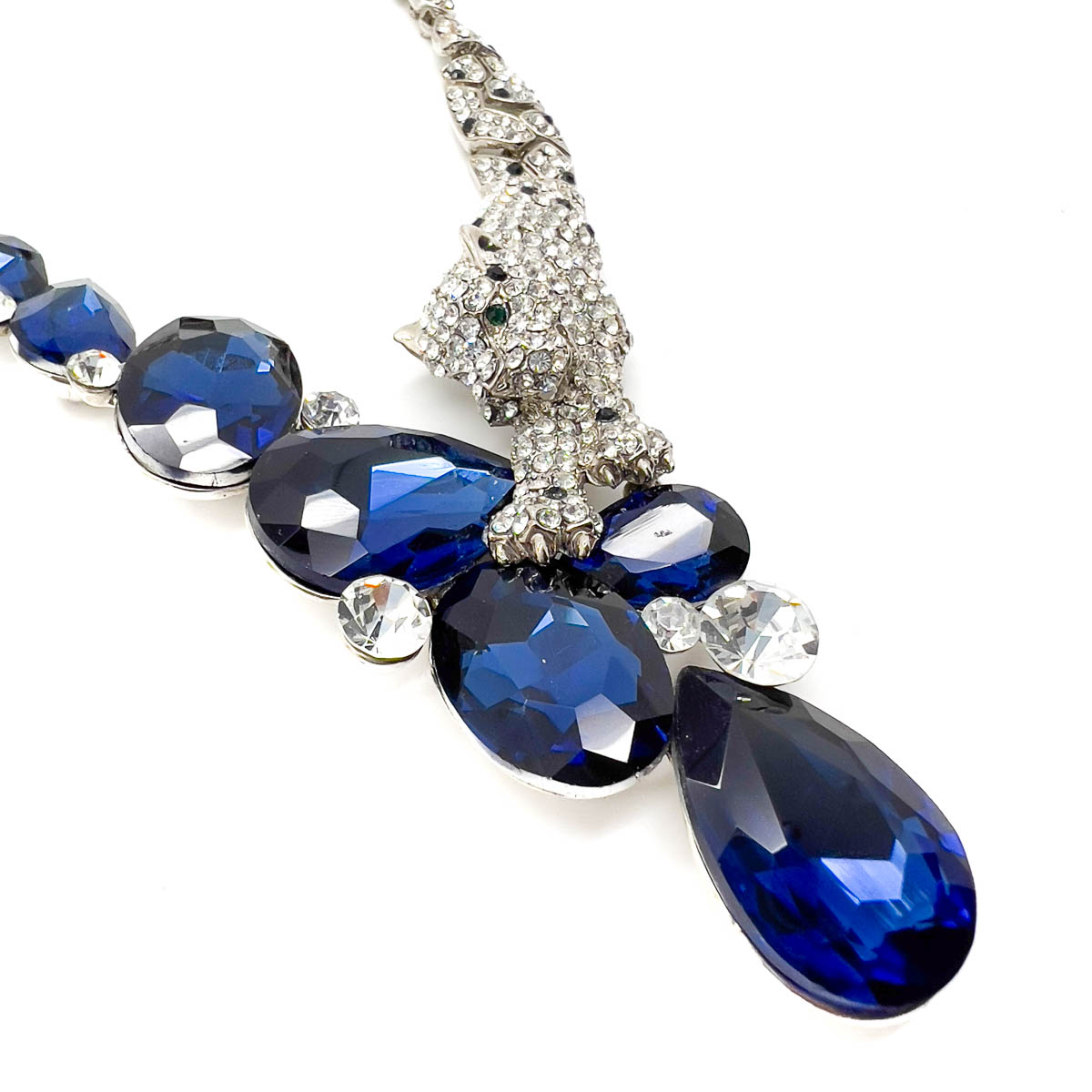 Jennifer Gibson Jewellery 1695 (2) Panther Sapphire Crystal Necklace
