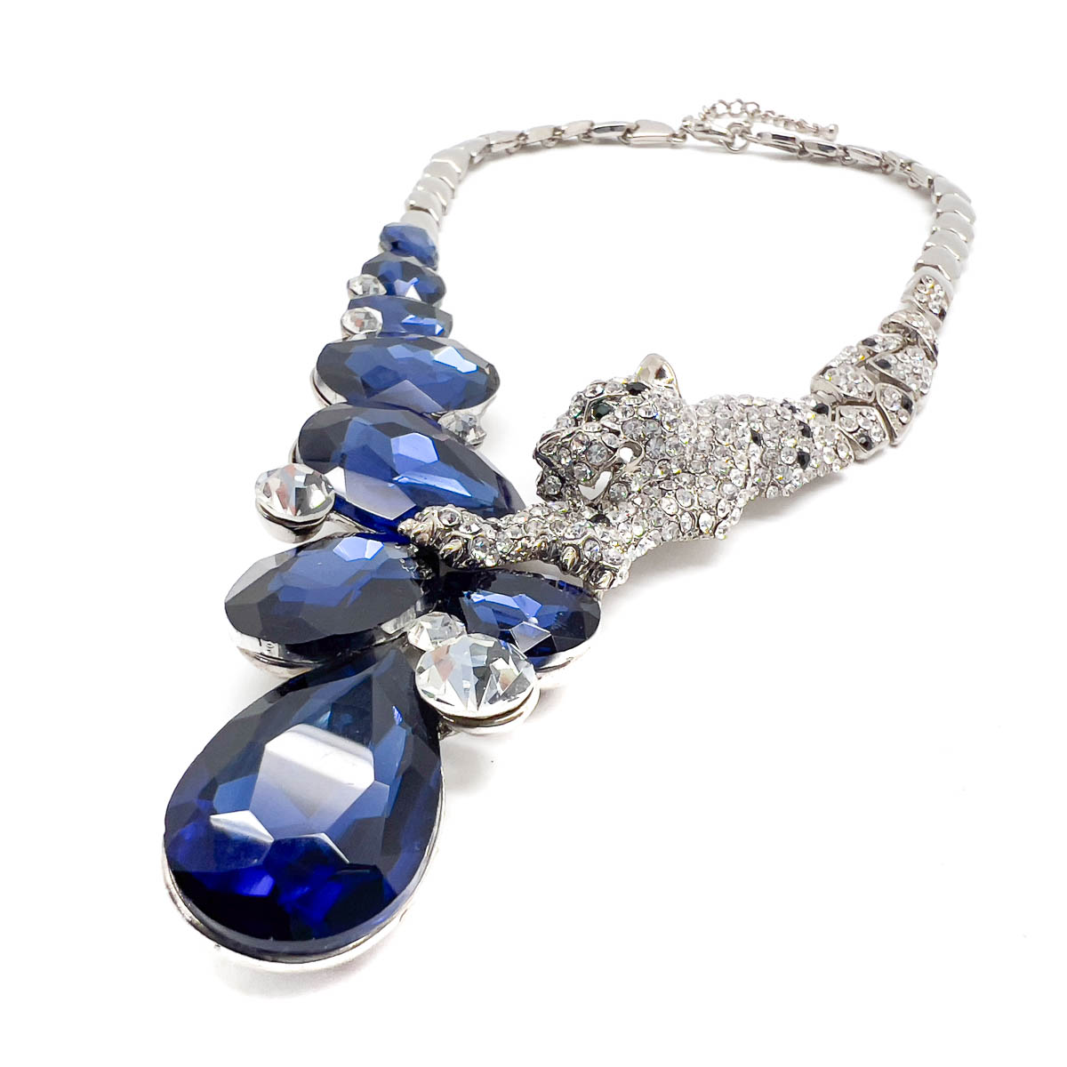 Jennifer Gibson Jewellery 1695 (3) Panther Sapphire Crystal Necklace