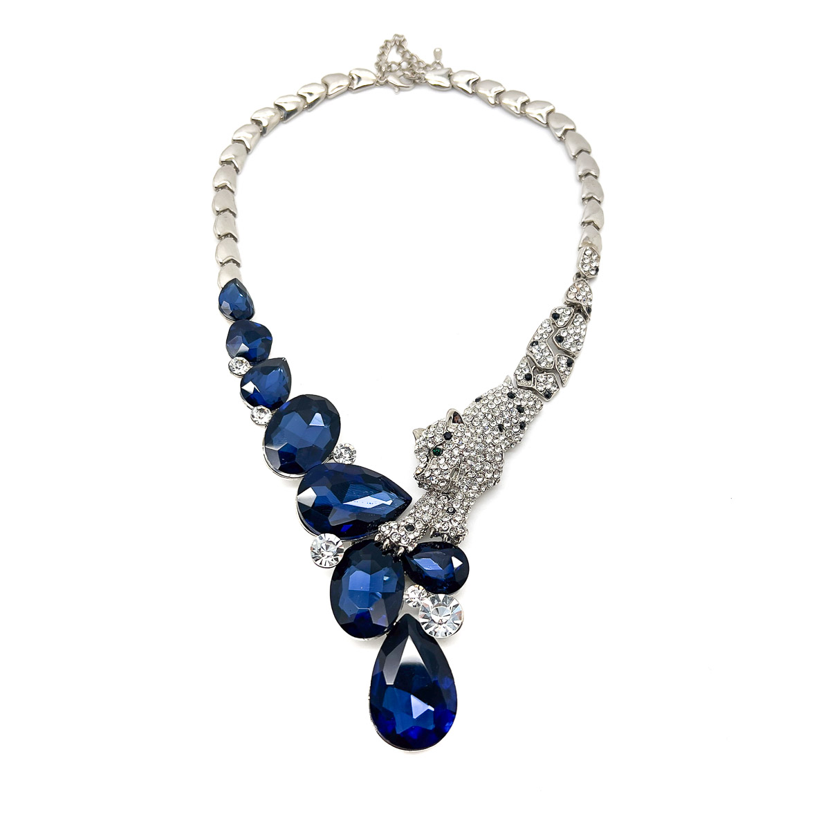 Jennifer Gibson Jewellery 1695 (4) Panther Sapphire Crystal Necklace