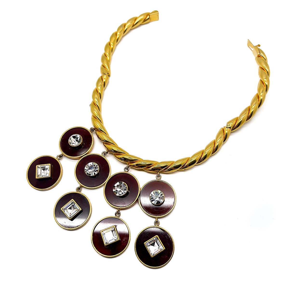 Jennifer Gibson Jewellery 1697 (1) Vintage Gold Tortoiseshell Disc Choker