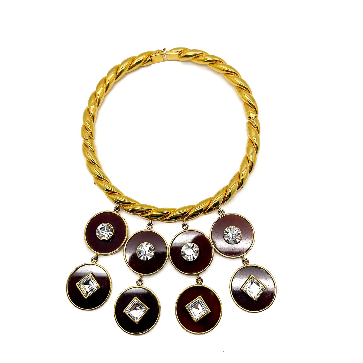 Jennifer Gibson Jewellery 1697 (2) Vintage Gold Tortoiseshell Disc Choker