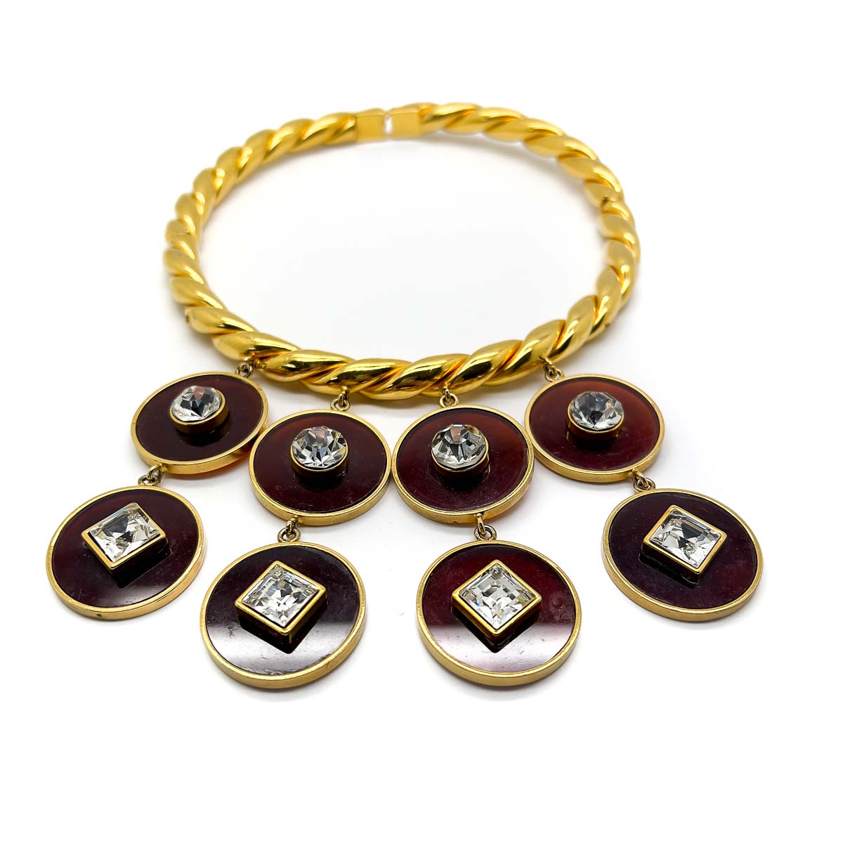 Jennifer Gibson Jewellery 1697 (4) Vintage Gold Tortoiseshell Disc Choker