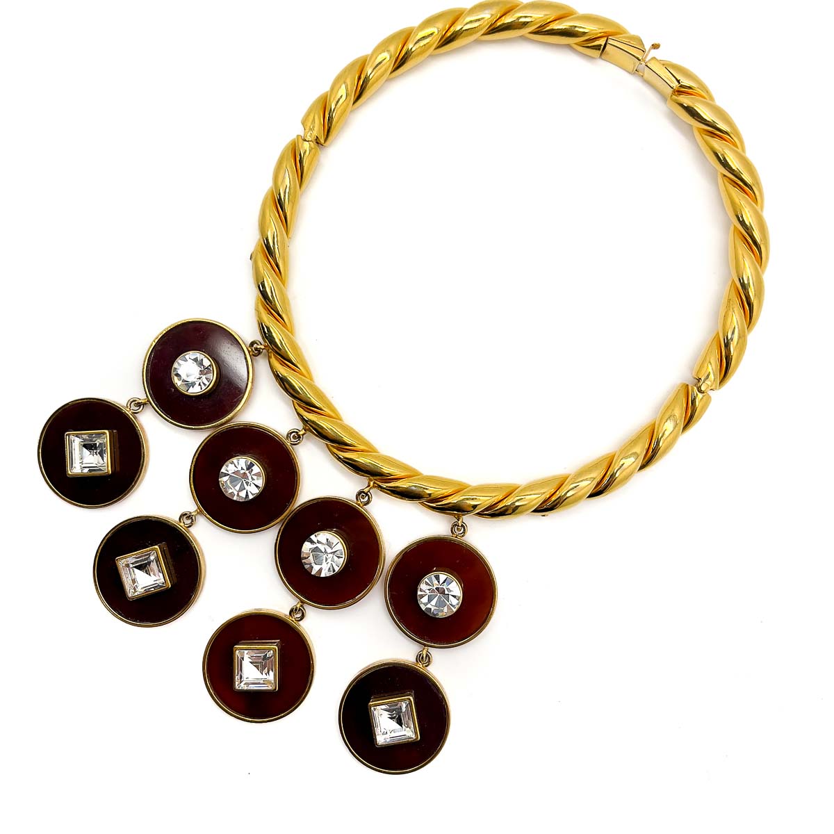 Jennifer Gibson Jewellery 1697 (5) Vintage Gold Tortoiseshell Disc Choker