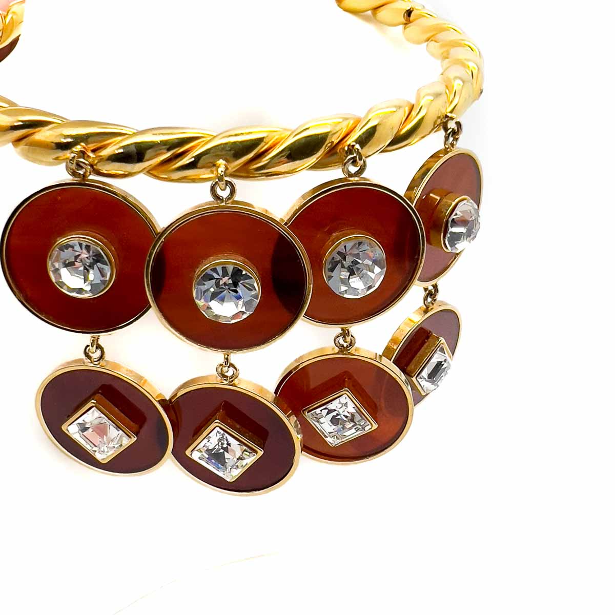 Jennifer Gibson Jewellery 1697 (6) Vintage Gold Tortoiseshell Disc Choker