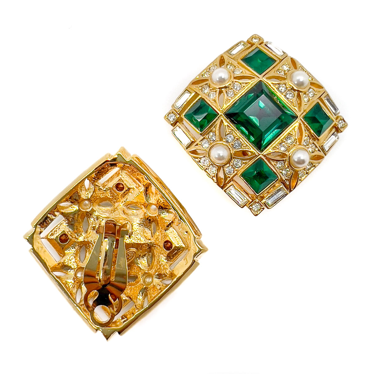 Jennifer Gibson Jewellery 1701 (4) Vintage Emerald Crystal Earrings