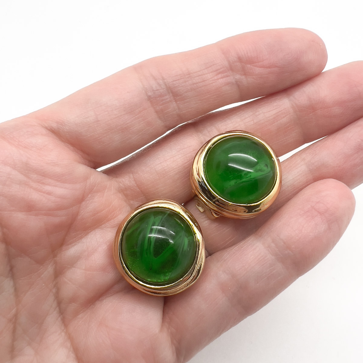 Jennifer Gibson Jewellery 1704 (1) Vintage Dior Emerald Cabochon Earrings