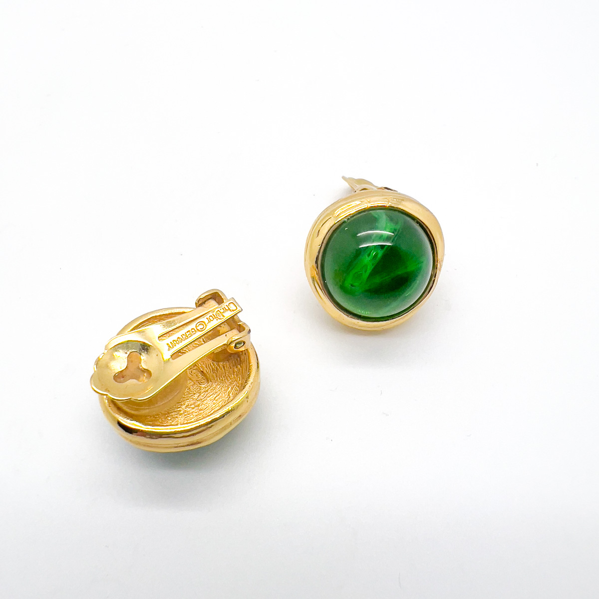 Jennifer Gibson Jewellery 1704 (4) Vintage Dior Emerald Cabochon Earrings