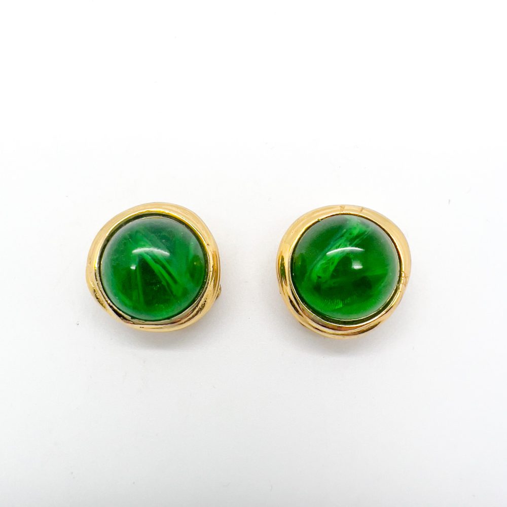 Vintage Dior Emerald Cabochon Earrings