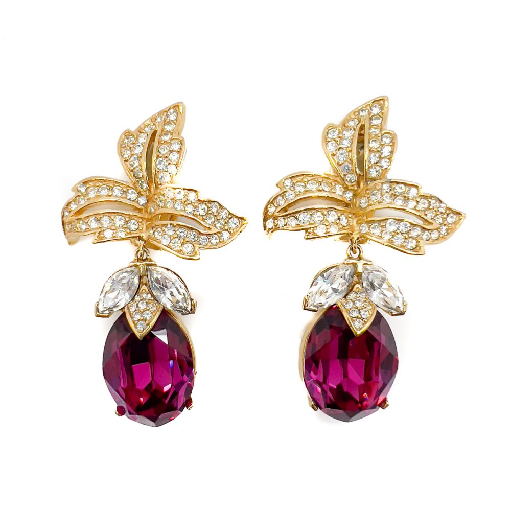 Vintage Ciner Hot Pink Earrings