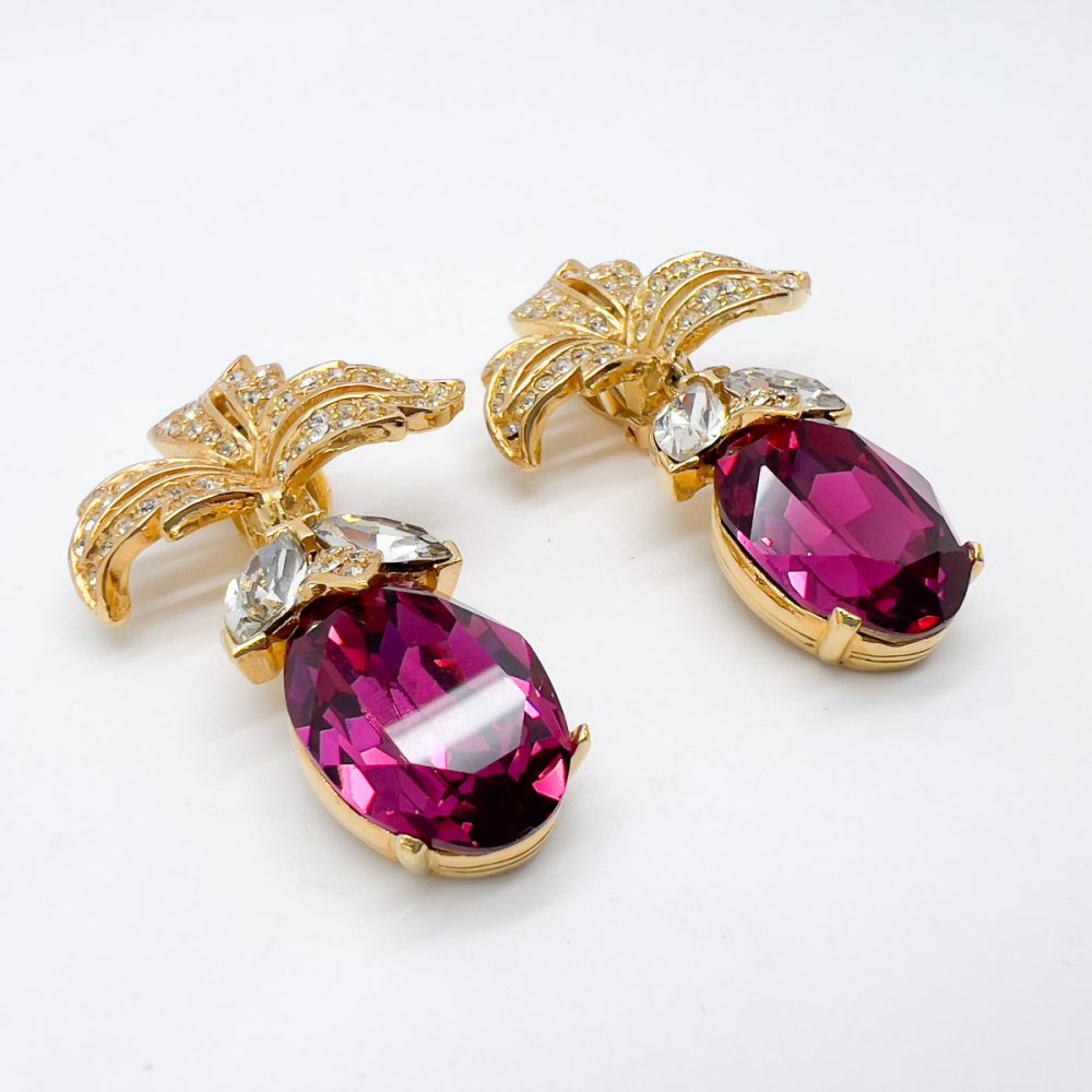 Vintage Ciner Hot Pink Earrings