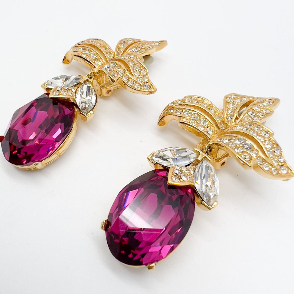 Vintage Ciner Hot Pink Earrings