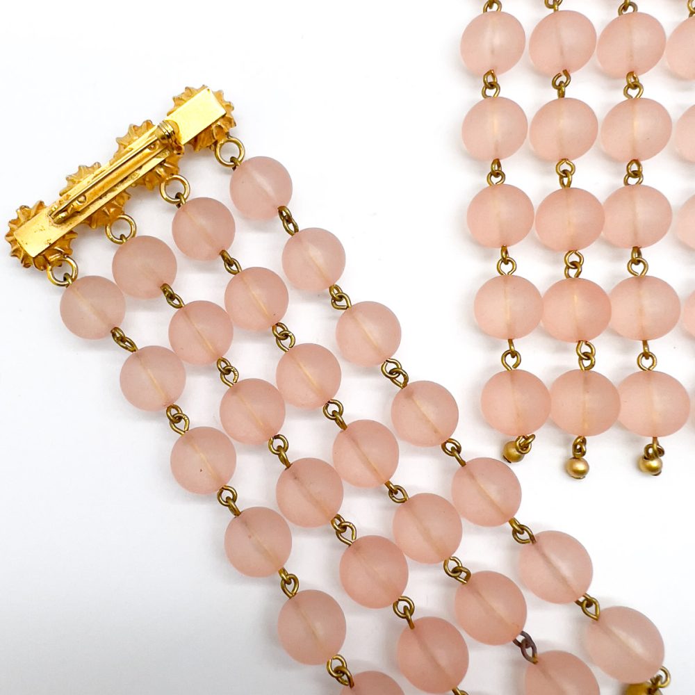 Vintage Pink Satin Tassel Brooch