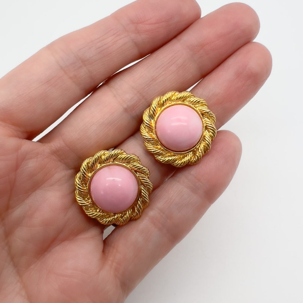 Vintage Baby Pink Rope Earrings