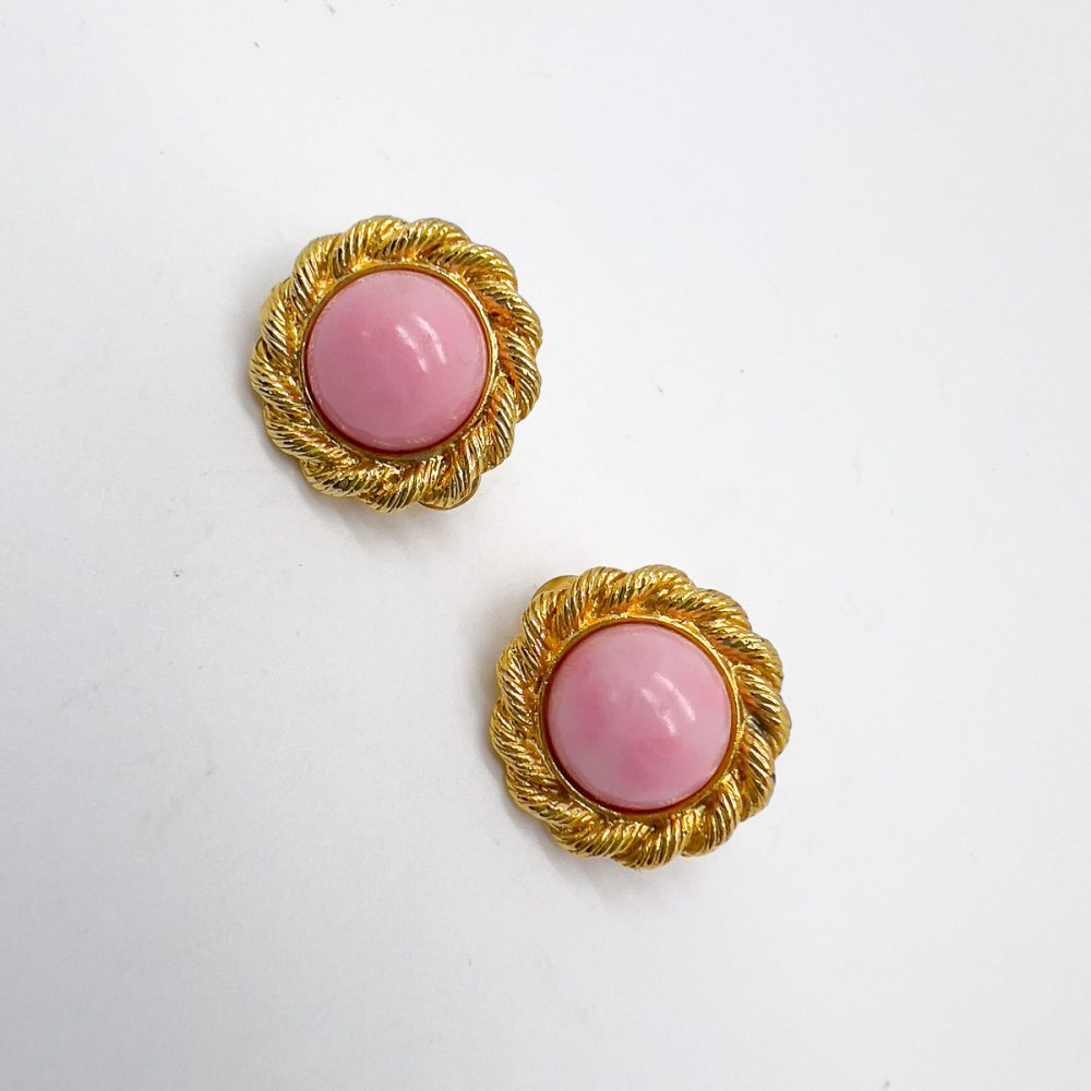 Vintage Baby Pink Rope Earrings