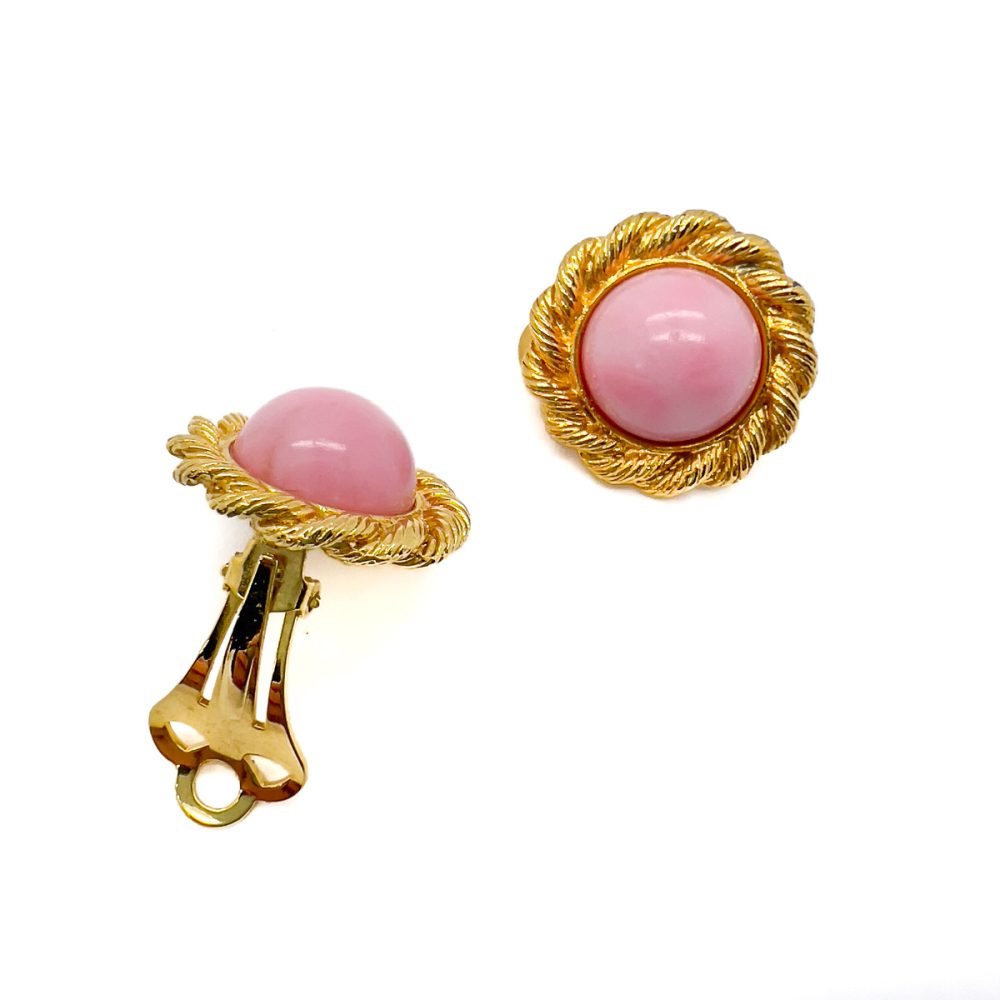 Vintage Baby Pink Rope Earrings