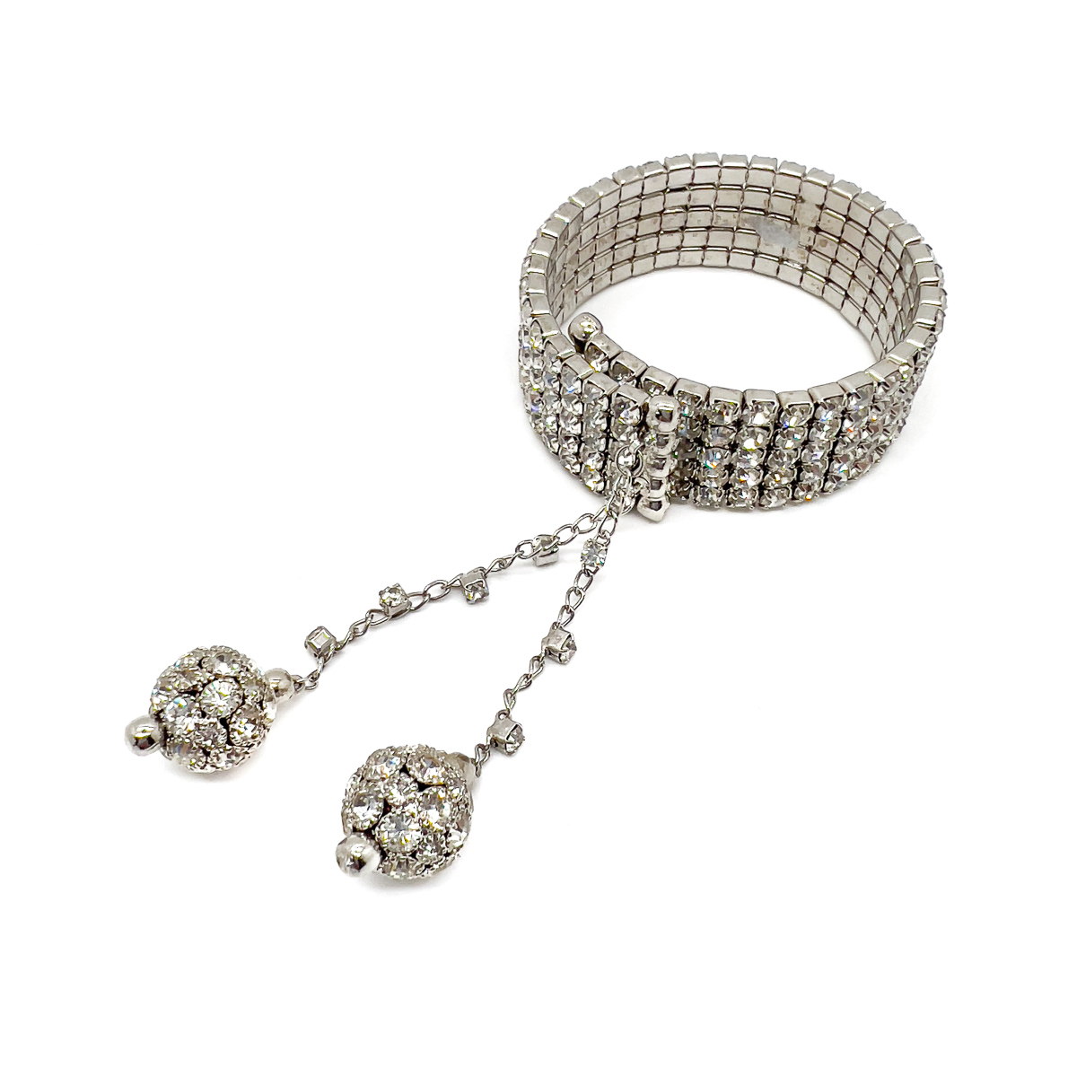 Jennifer Gibson Jewellery Bracelet 1718 (1) Vintage Rhinestone Drop Cuff
