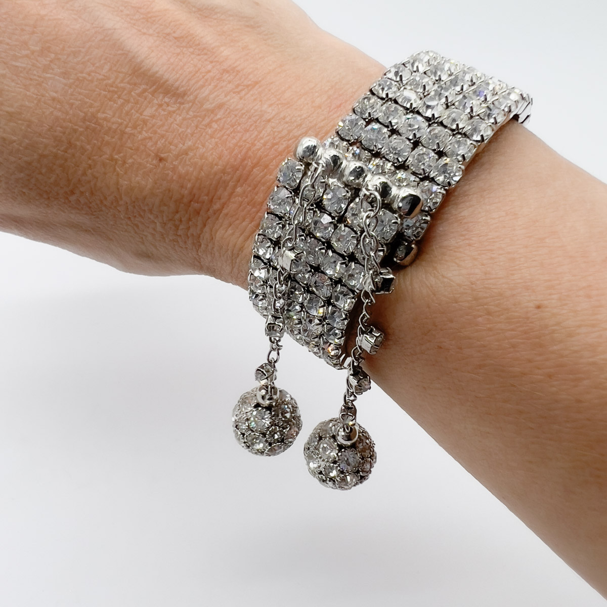 Jennifer Gibson Jewellery Bracelet 1718 (3) Vintage Rhinestone Drop Cuff