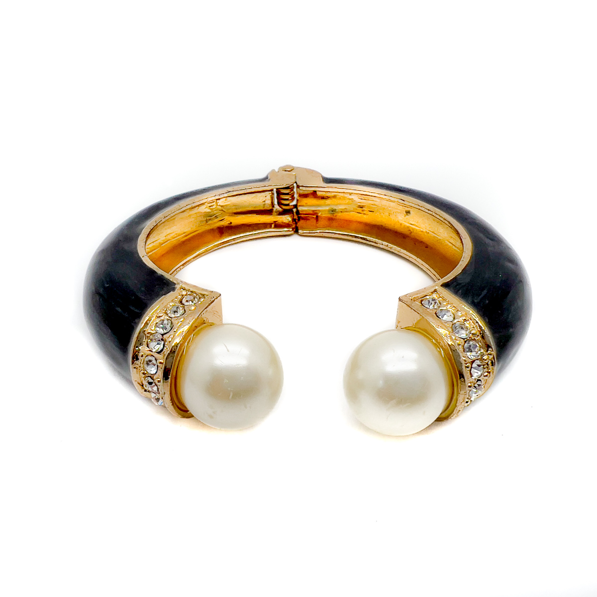 Jennifer Gibson Jewellery Bracelet 1720 (1) Vintage Enamel Pearl Torque Cuff