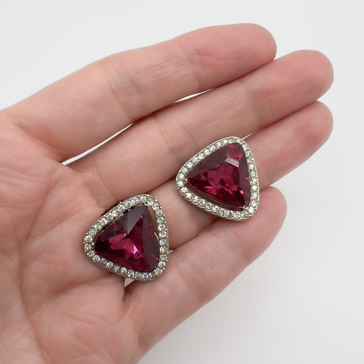 Jennifer Gibson Jewellery Earrings 1715 (1) Vintage Pink Trillion Earrings