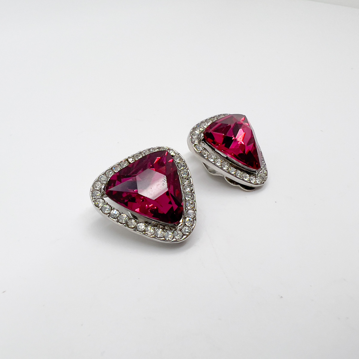 Jennifer Gibson Jewellery Earrings 1715 (3) Vintage Pink Trillion Earrings