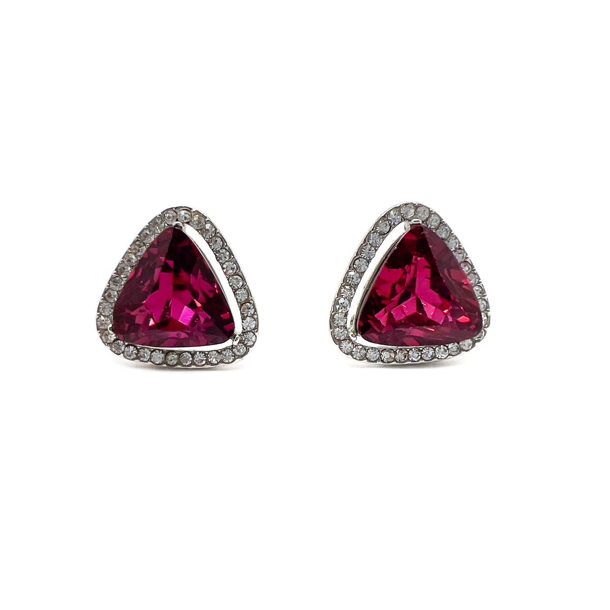 Jennifer Gibson Jewellery Earrings 1715 (4) Vintage Pink Trillion Earrings