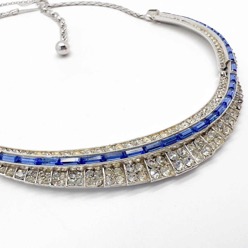 Vintage Sapphire Crystal Line Collar