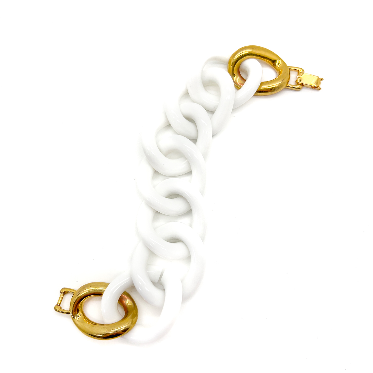 Jennifer Gibson Jewellery Bracelet 1728 (1) Vintage Kenneth Jay Lane White Link Bracelet