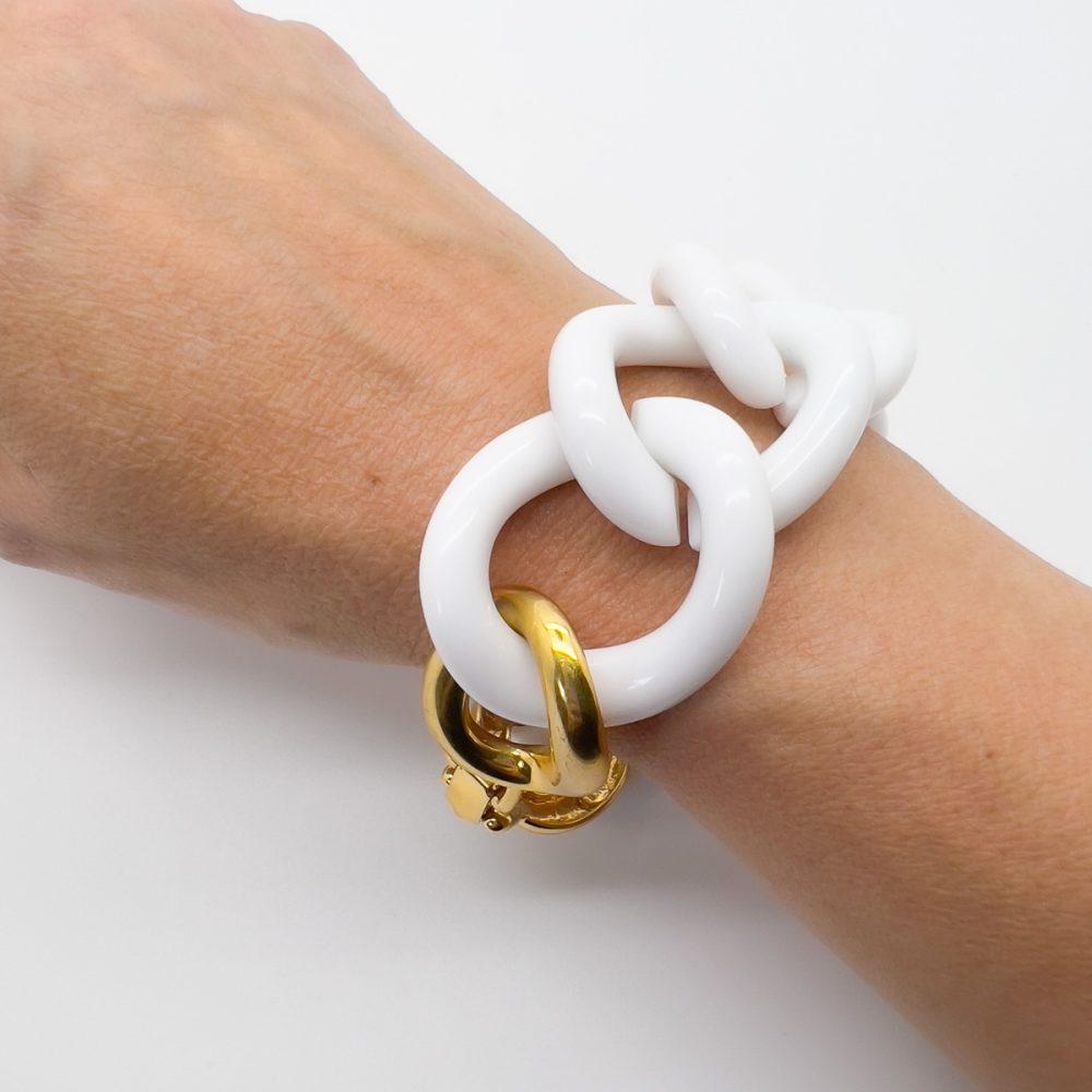 Vintage Kenneth Jay Lane White Link Bracelet