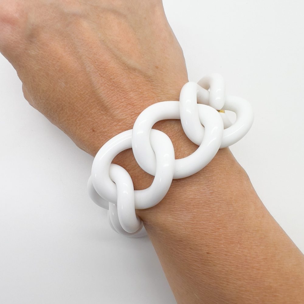 Vintage Kenneth Jay Lane White Link Bracelet