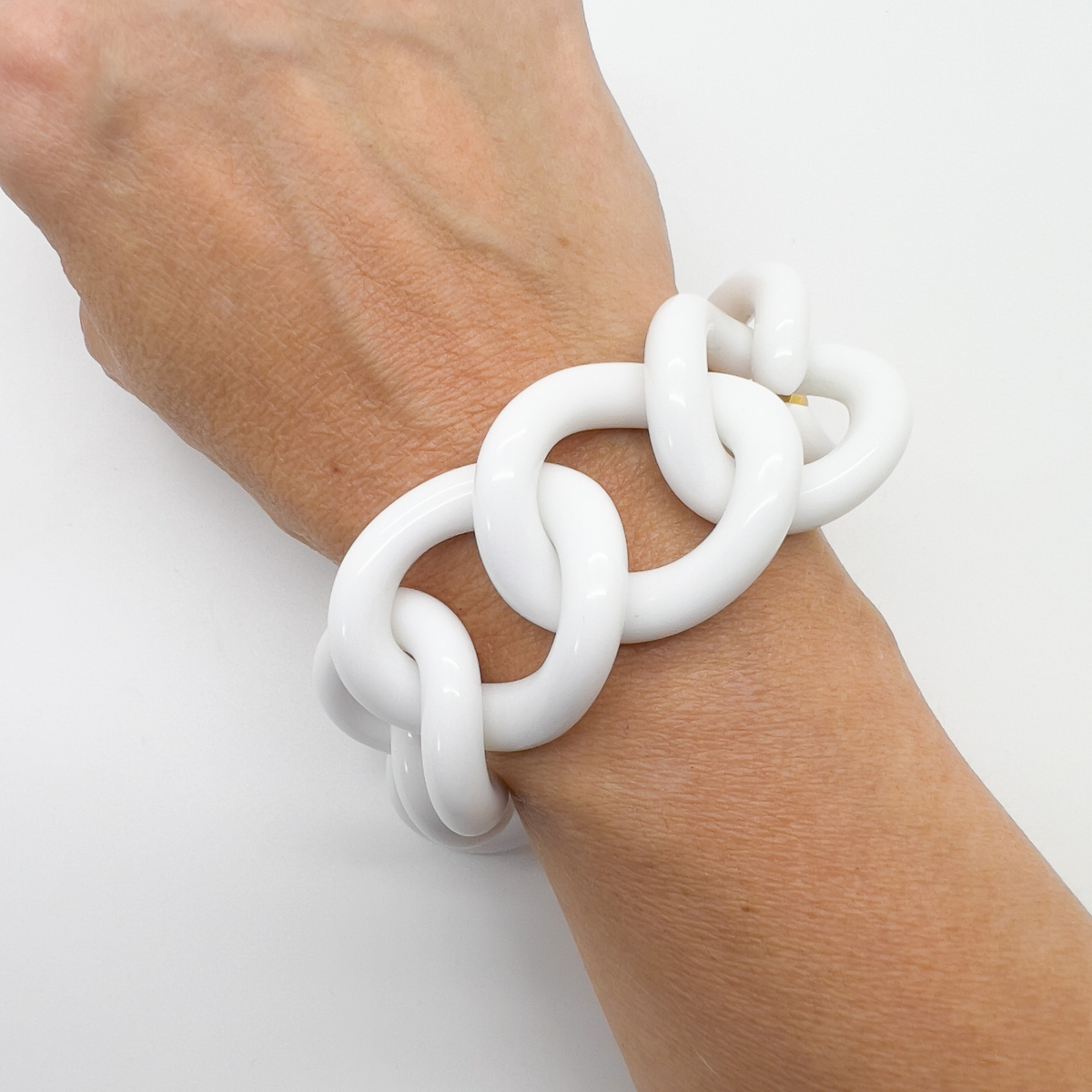 Jennifer Gibson Jewellery Bracelet 1728 (3) Vintage Kenneth Jay Lane White Link Bracelet