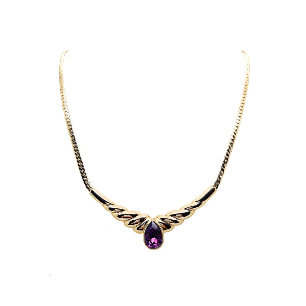 Vintage Christian Dior Amethyst Teardrop Necklace