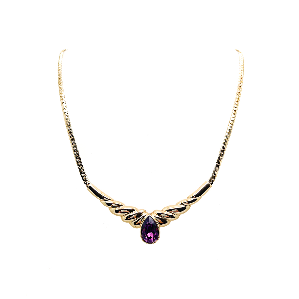 Jennifer Gibson Jewellery DIOR 1748 (1) Vintage Christian Dior Amethyst Teardrop Necklace