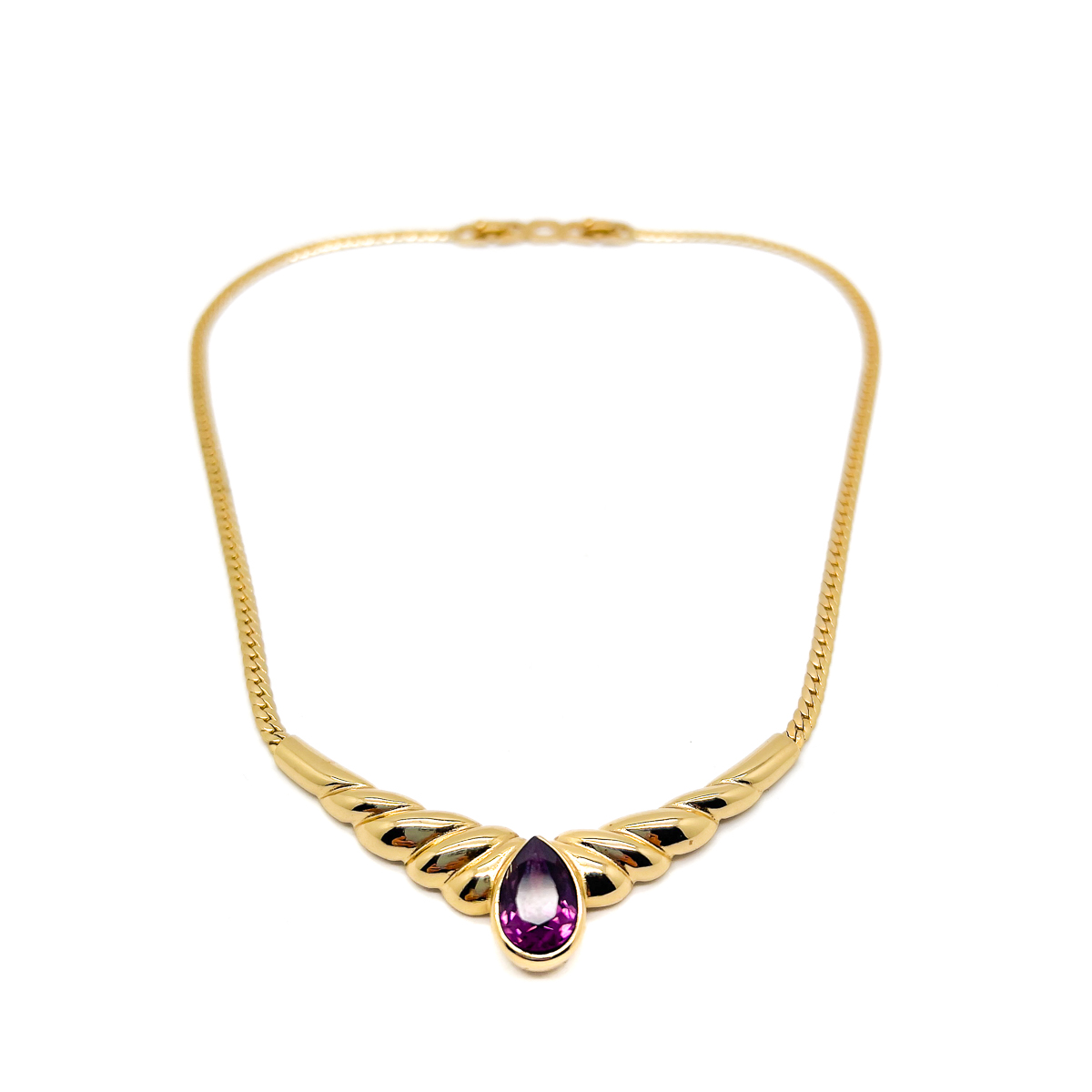 Jennifer Gibson Jewellery DIOR 1748 (3) Vintage Christian Dior Amethyst Teardrop Necklace